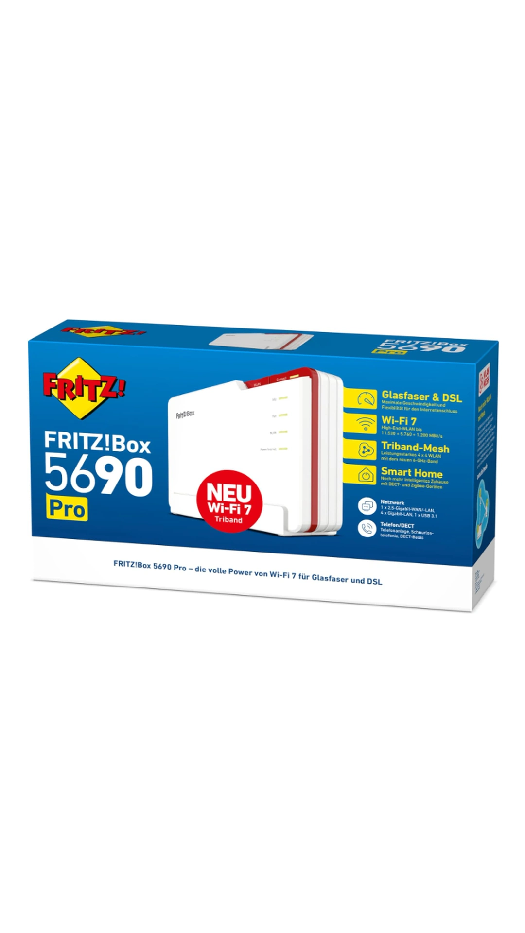 AVM FRITZ!Box 5690 Pro – Wi-Fi 7 Triband (Fibre & DSL, Mesh, DECT, Zigbee)