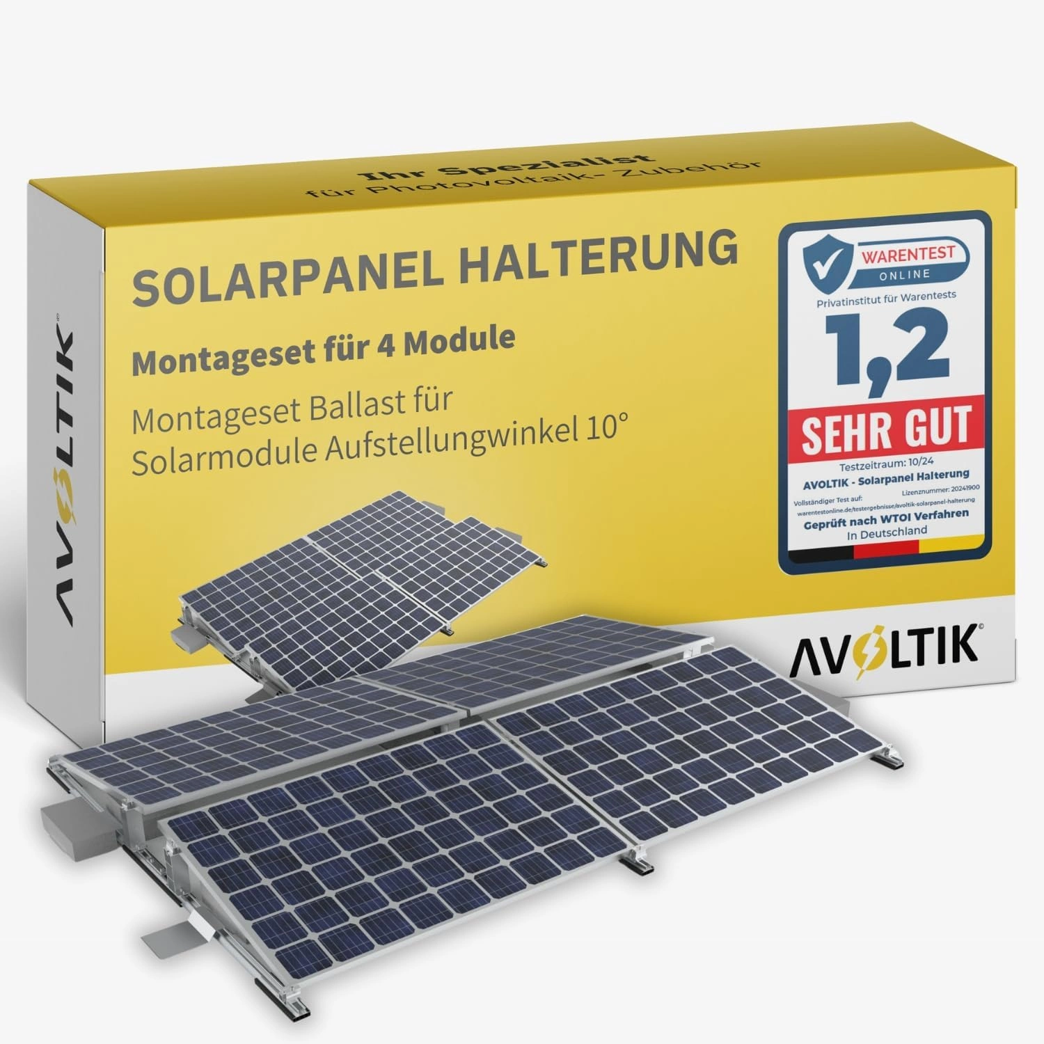Avoltik Flachdachhalterung für 4 Solarmodule Test – 10° Aufständerung