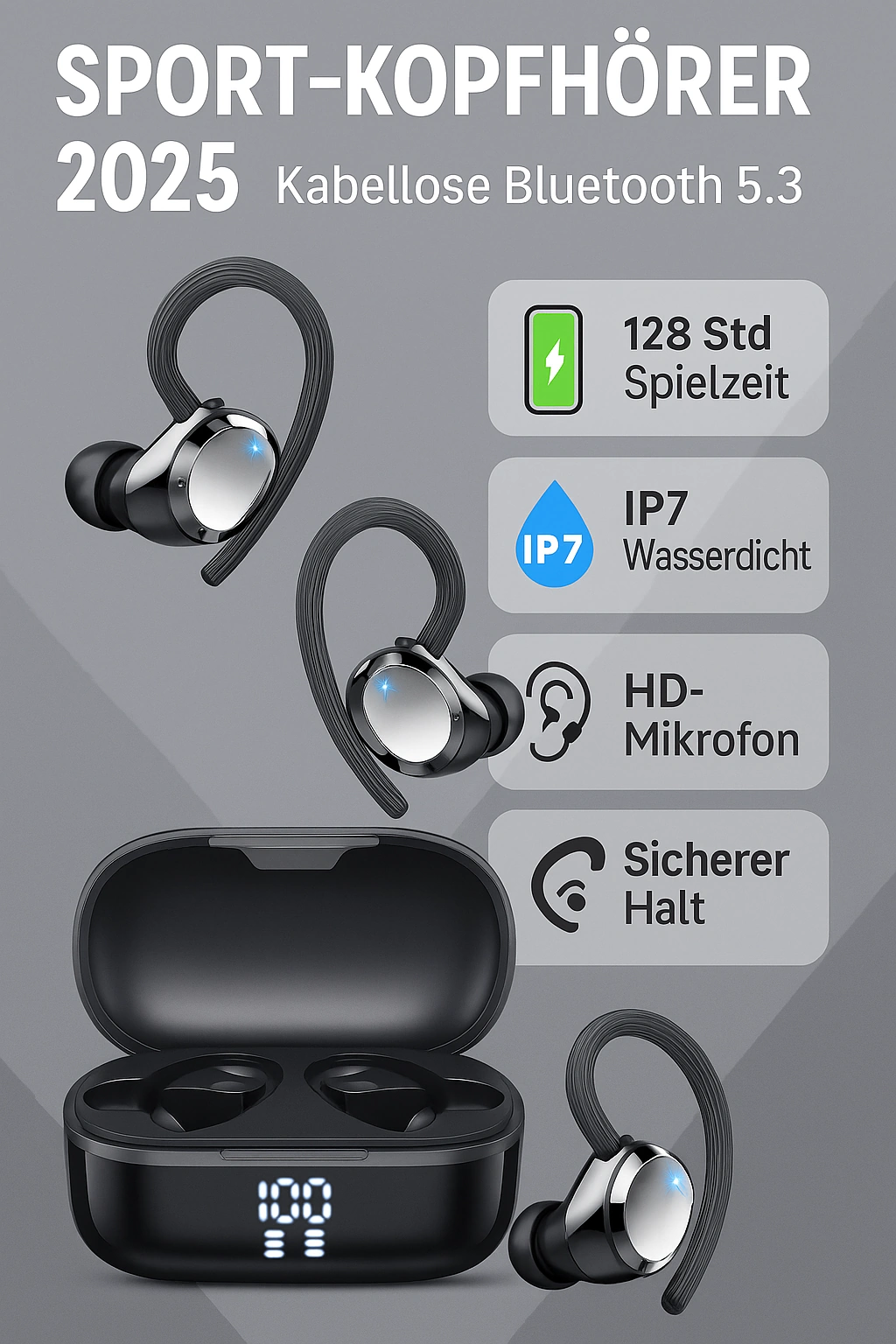 Produktbild von Bluetooth Sport-Kopfhörer mit Ohrbügeln