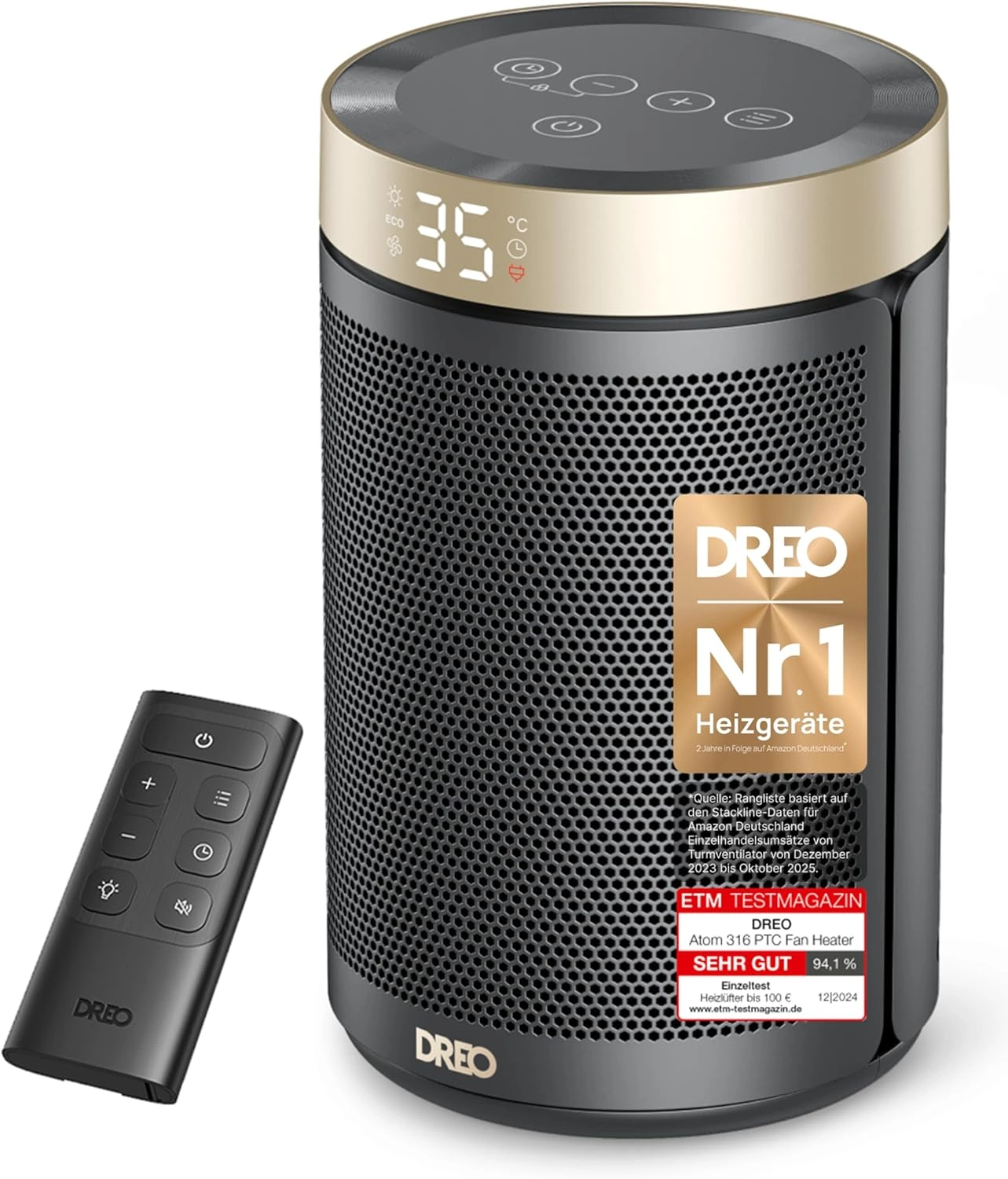 Dreo Atom 316 – Leiser Keramik-Heizlüfter mit ECO-Modus