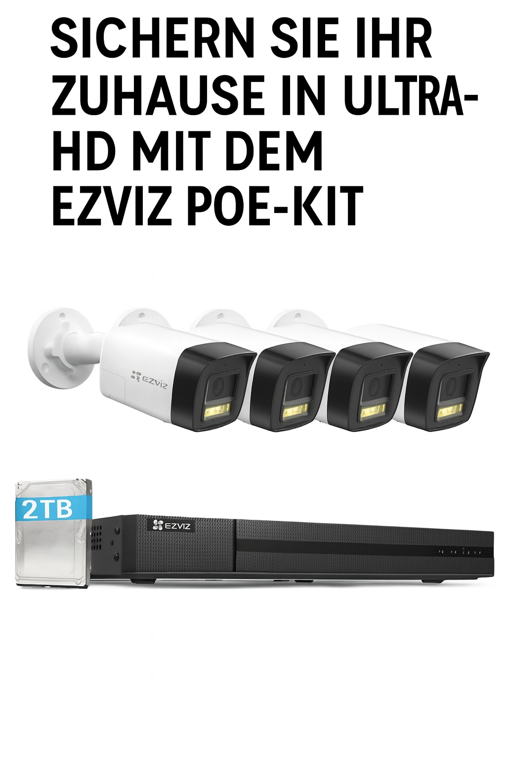 Produktbild von EZVIZ 4K Kamera Set (H3K PoE Kit)