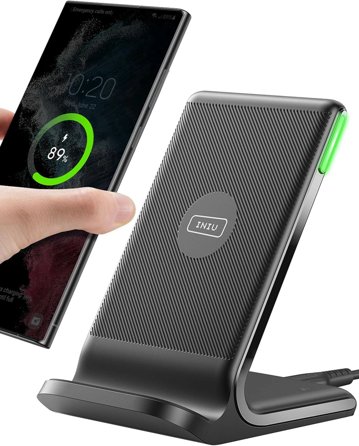INIU Wireless Charger Stand – 15W Qi Schnellladen, Temp°Guard, LED-Display