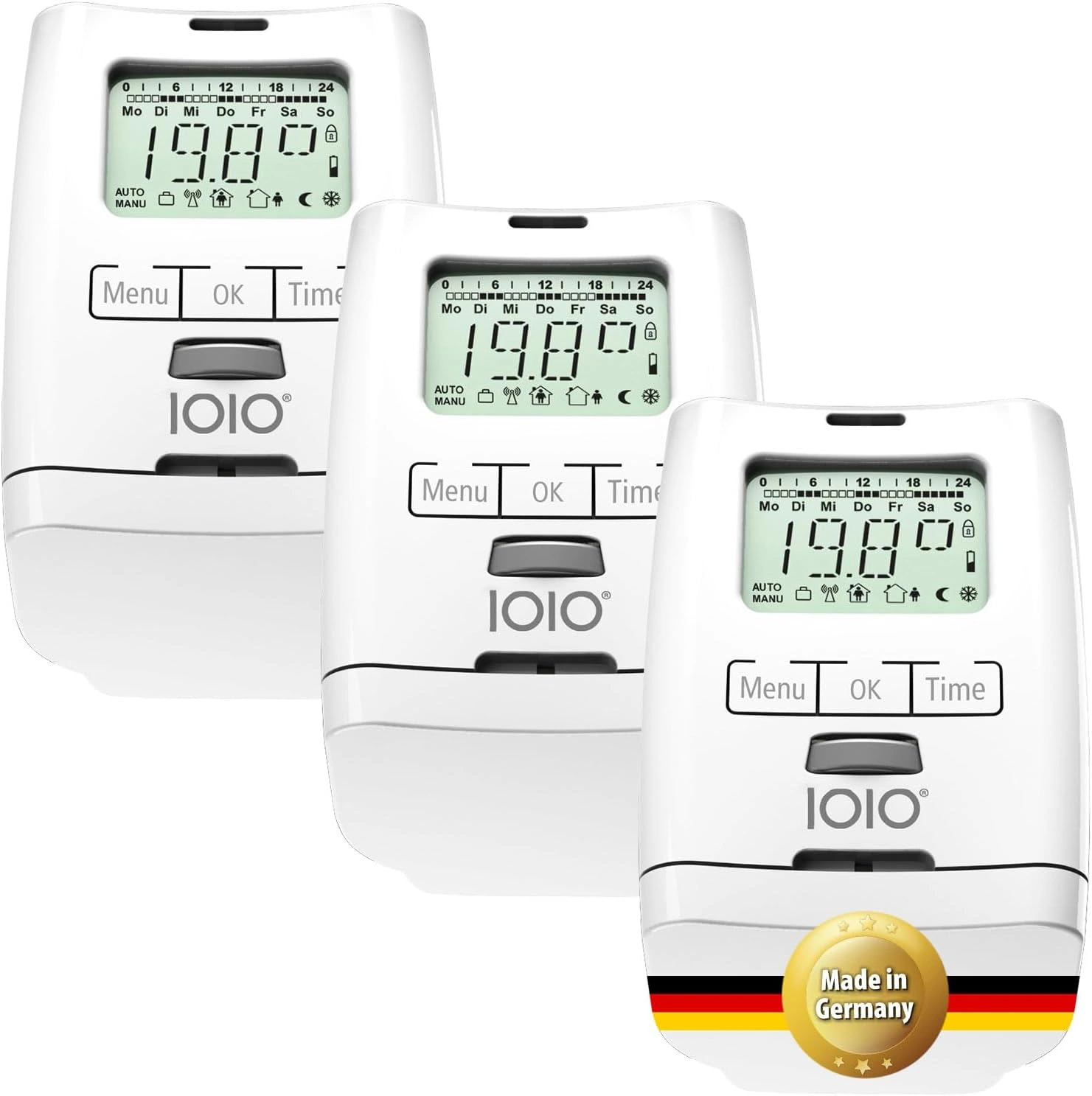 IOIO HT 2000 – Elektronisches Heizkörperthermostat (3er Set) Made in Germany