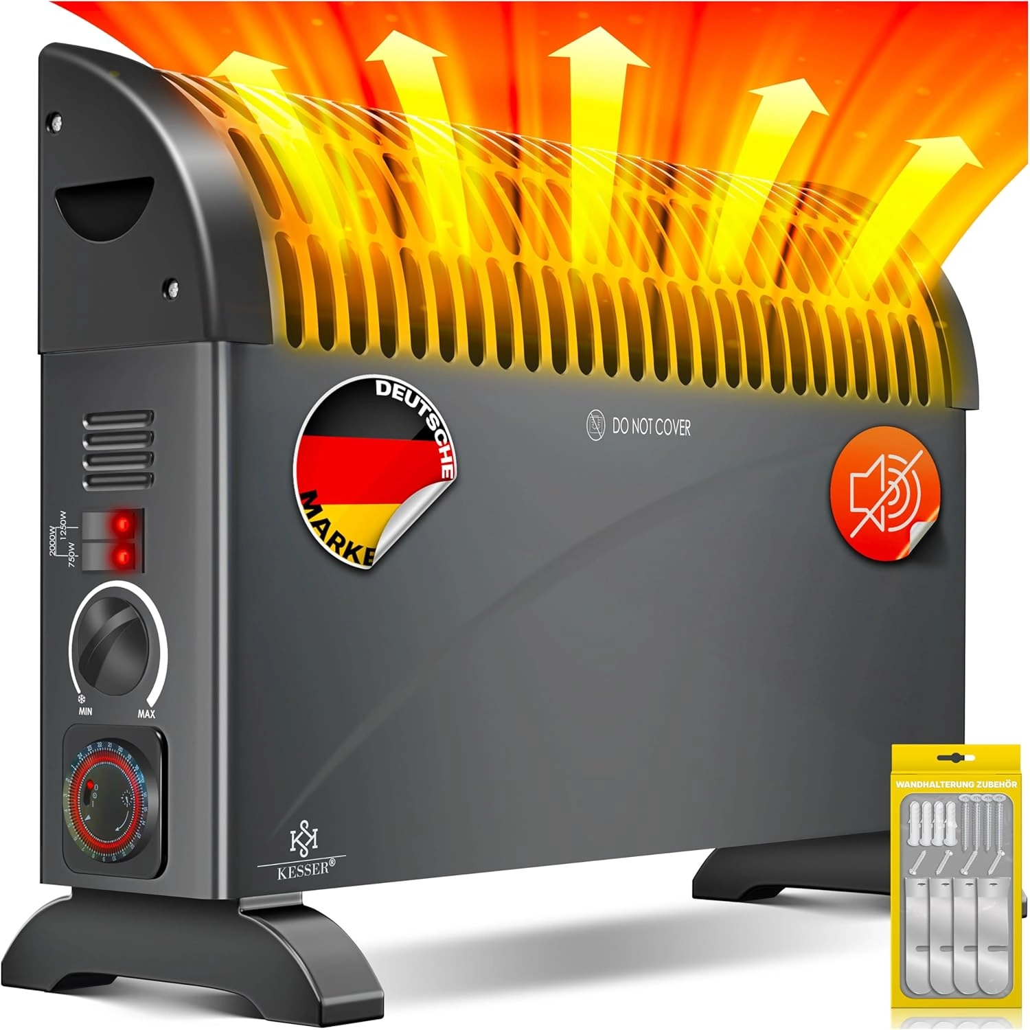 KESSER Konvektor 2000W – Leiser Heizkörper mit Timer