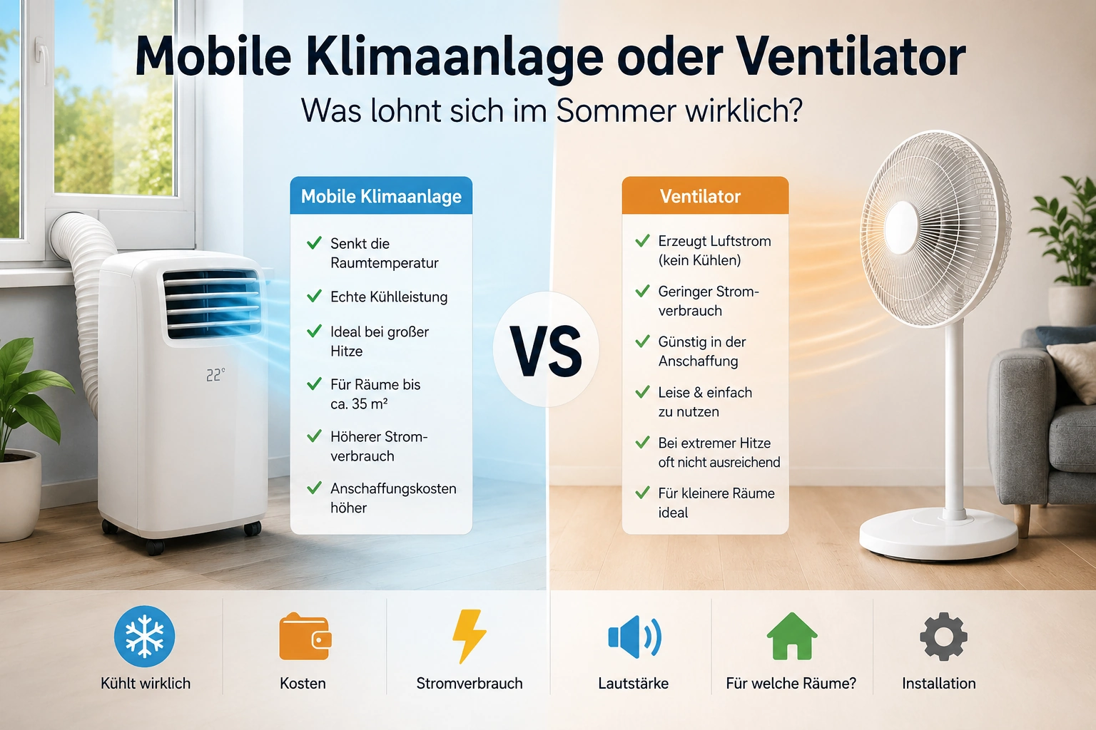 Mobile Klimaanlage oder Ventilator – was lohnt sich im Sommer wirklich?
