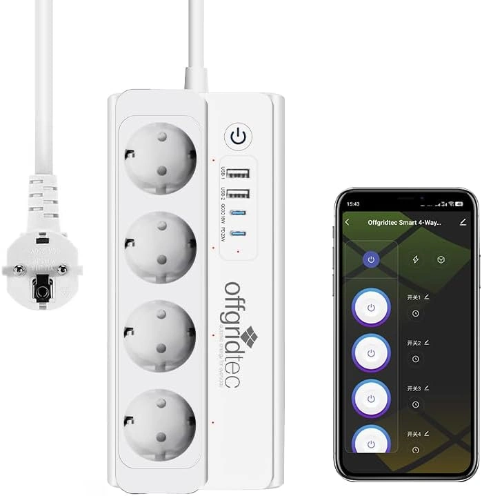 Offgridtec Smart WiFi Steckdosenleiste erklärt – 4 Steckdosen mit Strommessung