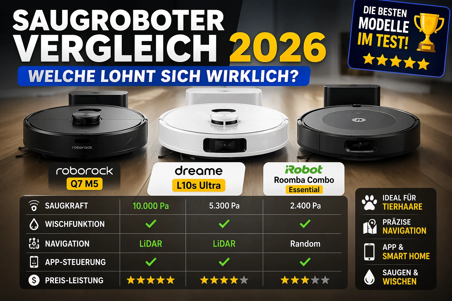 Saugroboter Vergleich 2026 – die besten Modelle im Test