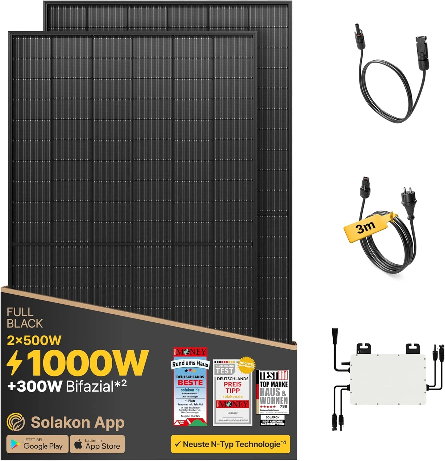 Solakon 1000W Balkonkraftwerk Test – 800W Komplettset mit App?