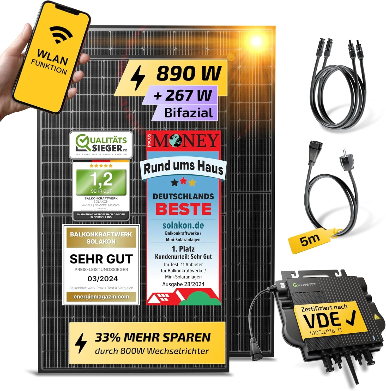 Solakon 900W Balkonkraftwerk Test – 800W Komplettset mit WLAN-App?
