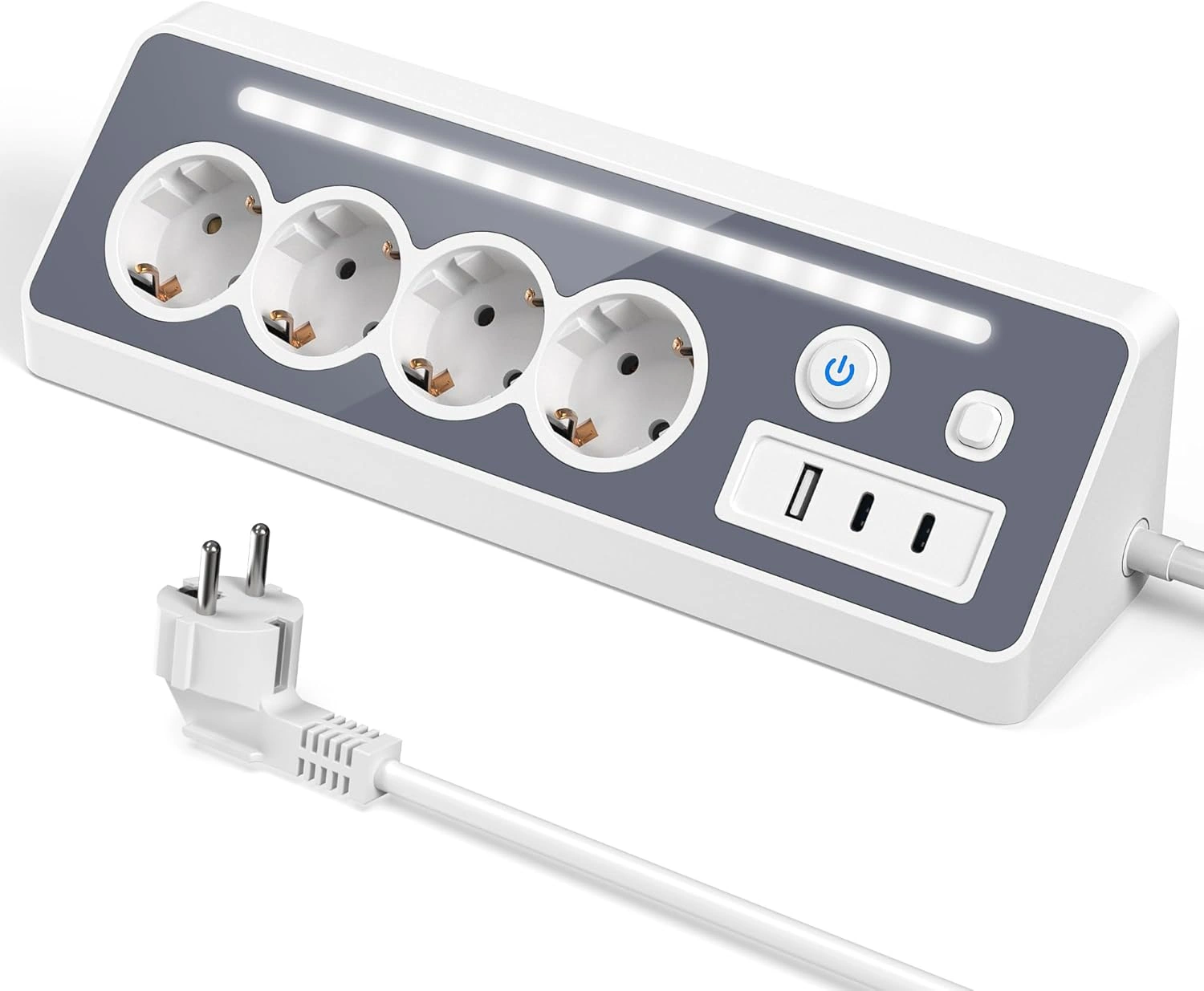 STARYAR 7-in-1 Ecksteckdose mit USB & LED-Leiste