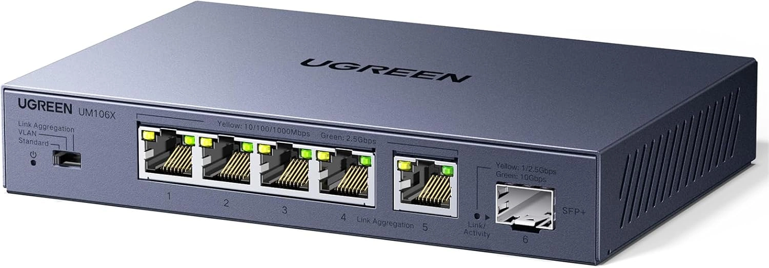 UGREEN 2.5G LAN Switch erklärt – 5× 2,5G RJ45 + 1× 10G SFP+